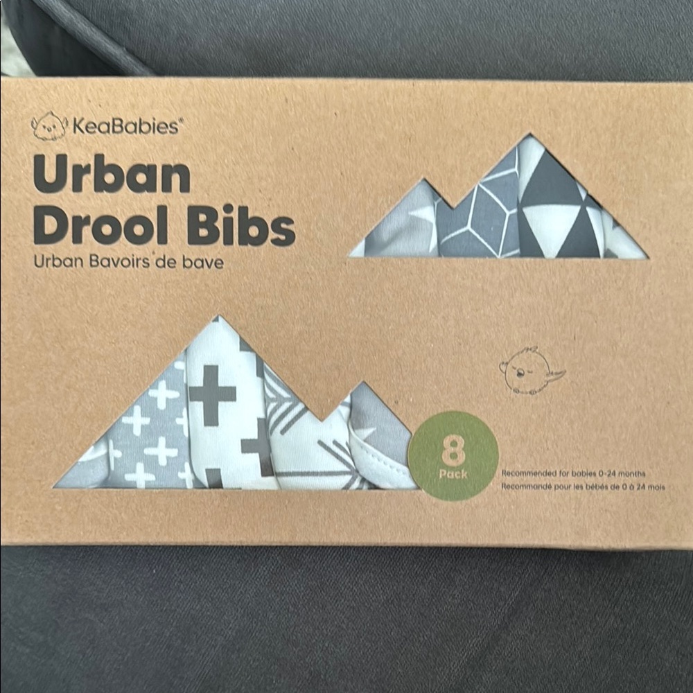 Gray and White Geometric Bibs Set of 8